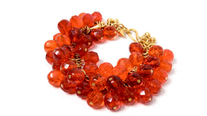 1980s Robert Lee Morris Gold Plated Brass Orange Beaded Bracelet
