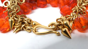 1980s Robert Lee Morris Gold Plated Brass Orange Beaded Bracelet