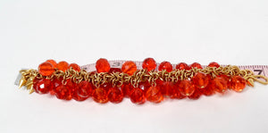 1980s Robert Lee Morris Gold Plated Brass Orange Beaded Bracelet