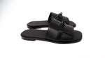 Hermes Mens Made-To-Order Gabriel Black Alligator Leather Slide Sandals