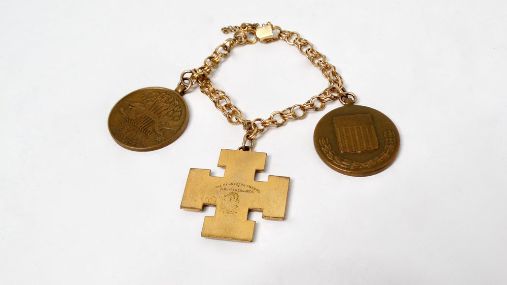 1970s 12k Gold Filled U.S. Military Service Medals Charm Bracelet - 1 of 20