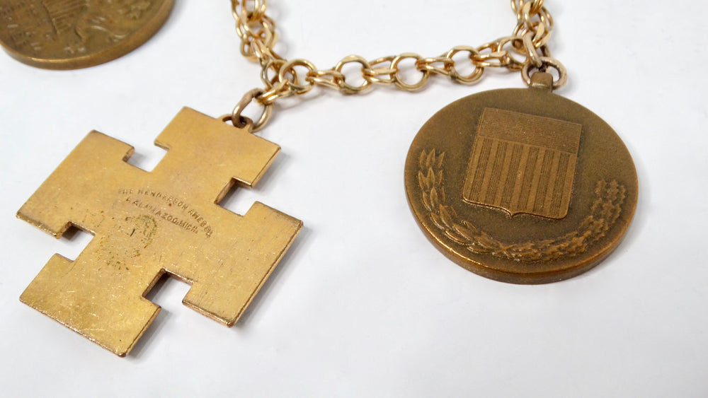 1970s 12k Gold Filled U.S. Military Service Medals Charm Bracelet - 1 of 20
