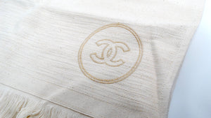 Chanel Cream Quilted Pouch & Cotton Towel Logo 2-Piece Set