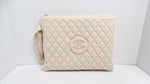 Chanel Cream Quilted Pouch & Cotton Towel Logo 2-Piece Set