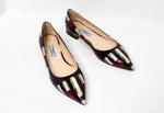 Prada Lipstick Print Patent Leather Pointed Flats