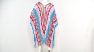 Missoni Zig Zag Multicolor Knit Poncho With Fringe Detail