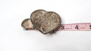 Vintage Handmade Sterling Silver Plated Engraved Heart-Shape Belt Buckle