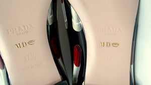 Prada Lipstick Print Patent Leather Pointed Flats