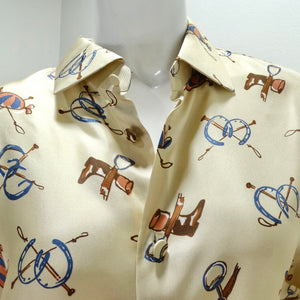 Gucci Western Print Silk Button Up Shirt