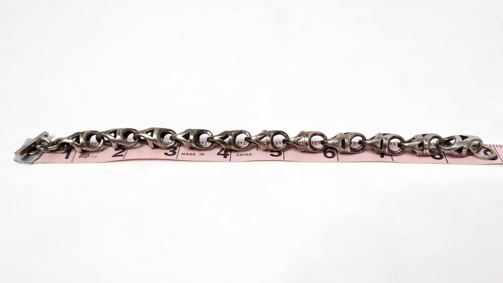 Vintage Sterling Silver Anchor Chain Link Toggle Bracelet