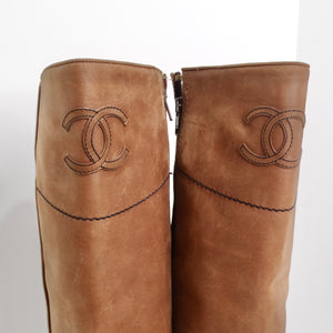 Chanel 2015 Interlocking CC Logo Riding Boots