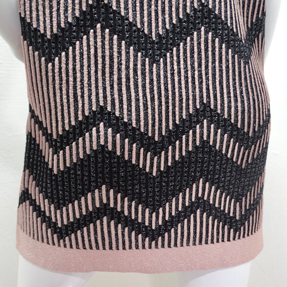 Missoni Pink & Black Sleeveless Knit Mini Dress