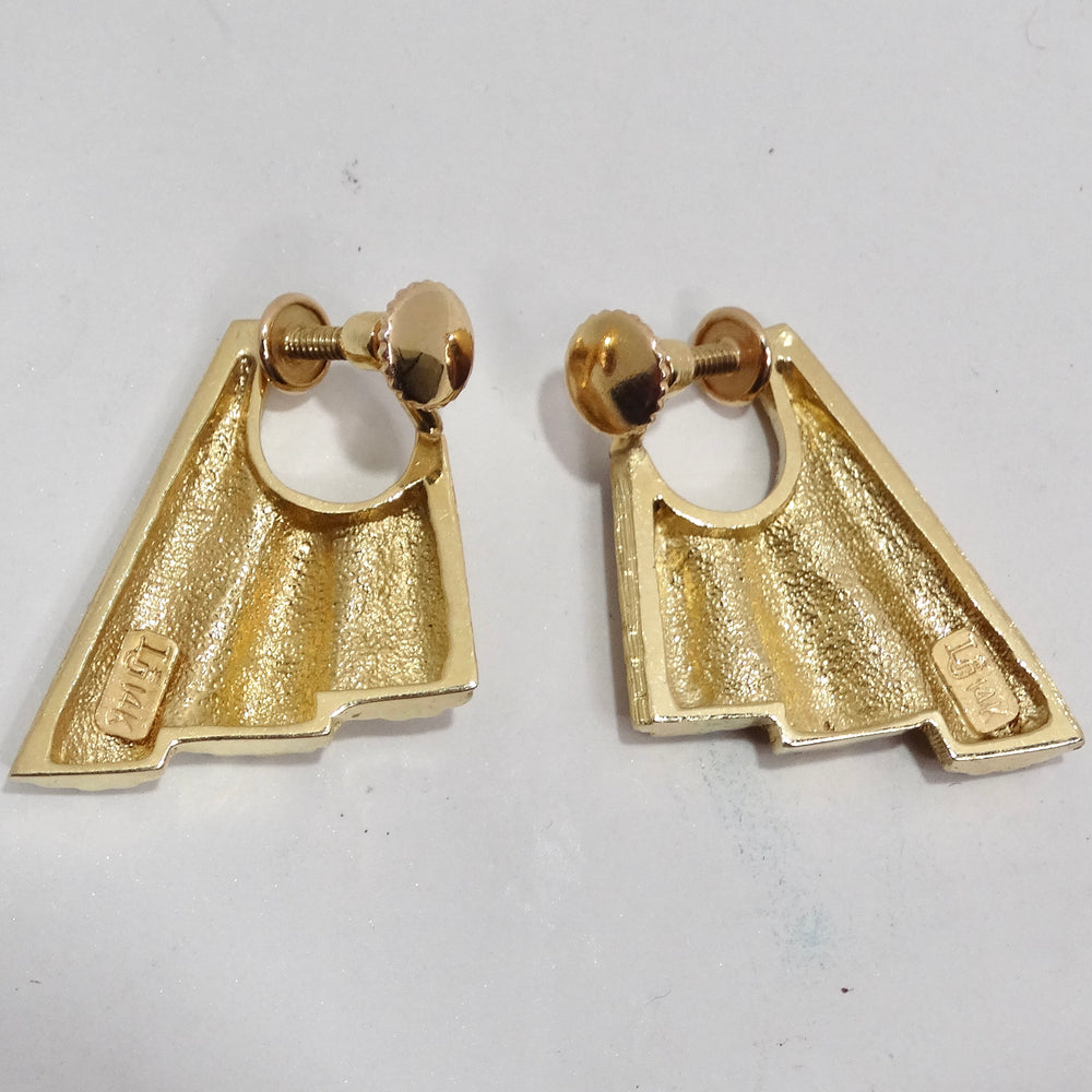 14K Gold Mid Century Clip On Earrings