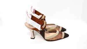 Fendi Tricolor Zucca Mesh & Leather Colibri Heels