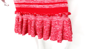 Alexander McQueen Fiery Red Chunky Knit Ruffle Mini Skirt