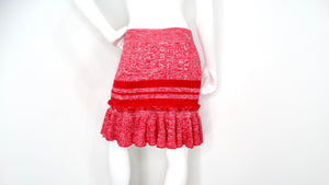 Alexander McQueen Fiery Red Chunky Knit Ruffle Mini Skirt