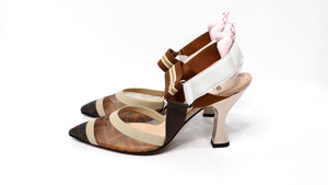 Fendi Tricolor Zucca Mesh & Leather Colibri Heels