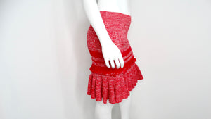 Alexander McQueen Fiery Red Chunky Knit Ruffle Mini Skirt