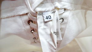 Dolce & Gabbana White Straight Leg Jeans With Button & Lace-Up Details