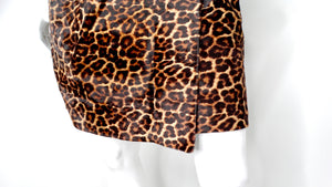 Diane Von Furstenberg Leopard Print Calf Hair Mini Skirt