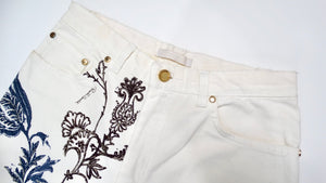 2003 Roberto Cavalli White Tattoo Style Print Jeans