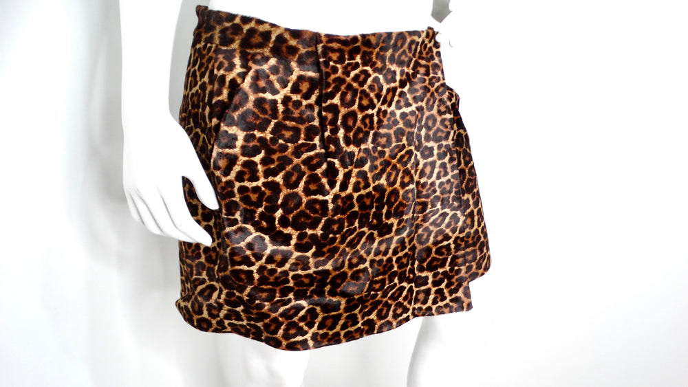 Diane Von Furstenberg Leopard Print Calf Hair Mini Skirt