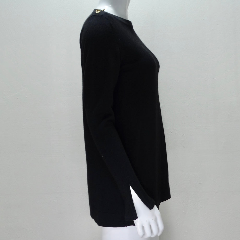 Chanel 1980s Black Knit Long Sleeve Top