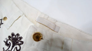 2003 Roberto Cavalli White Tattoo Style Print Jeans