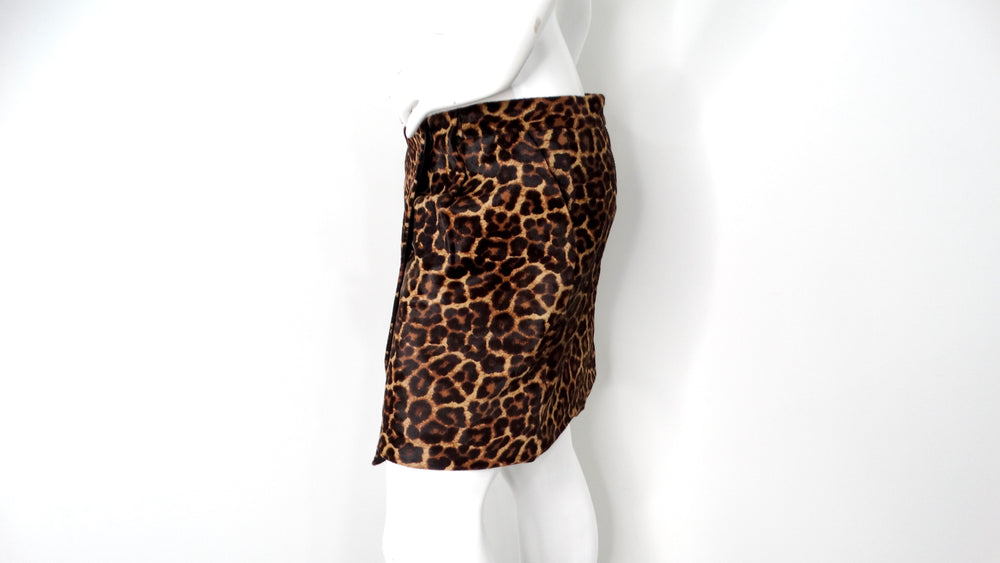 Diane Von Furstenberg Leopard Print Calf Hair Mini Skirt