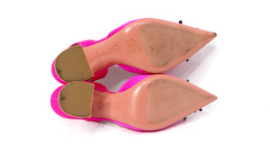 Amina Muaddi Begum Hot Pink Satin Slingback Pumps