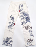 2003 Roberto Cavalli White Tattoo Style Print Jeans