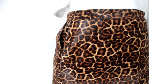 Diane Von Furstenberg Leopard Print Calf Hair Mini Skirt