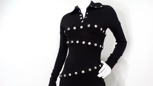 2003 Dolce & Gabbana F/W Runway Black Knit Snap-Up Convertible Dress