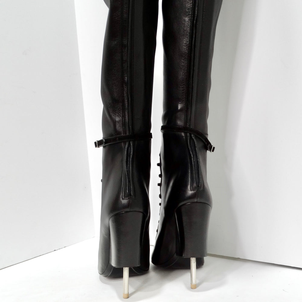 Givenchy Nunka Leather Thigh High Boots Black