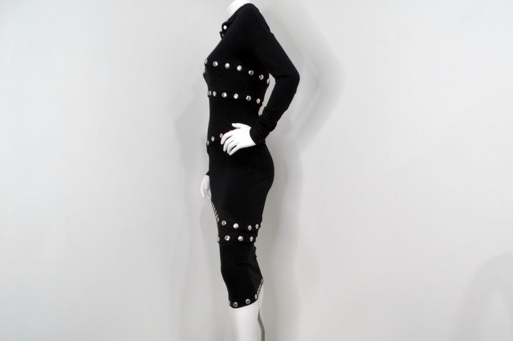 2003 Dolce & Gabbana F/W Runway Black Knit Snap-Up Convertible Dress