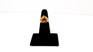 Trillion Citrine Solitaire Gemstone 14k Gold Ring