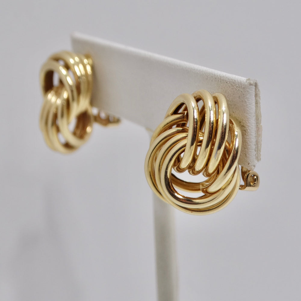 1970s Tiffany Inspired 14K Gold Clip On Earrings