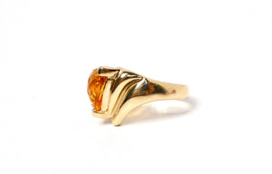 Trillion Citrine Solitaire Gemstone 14k Gold Ring