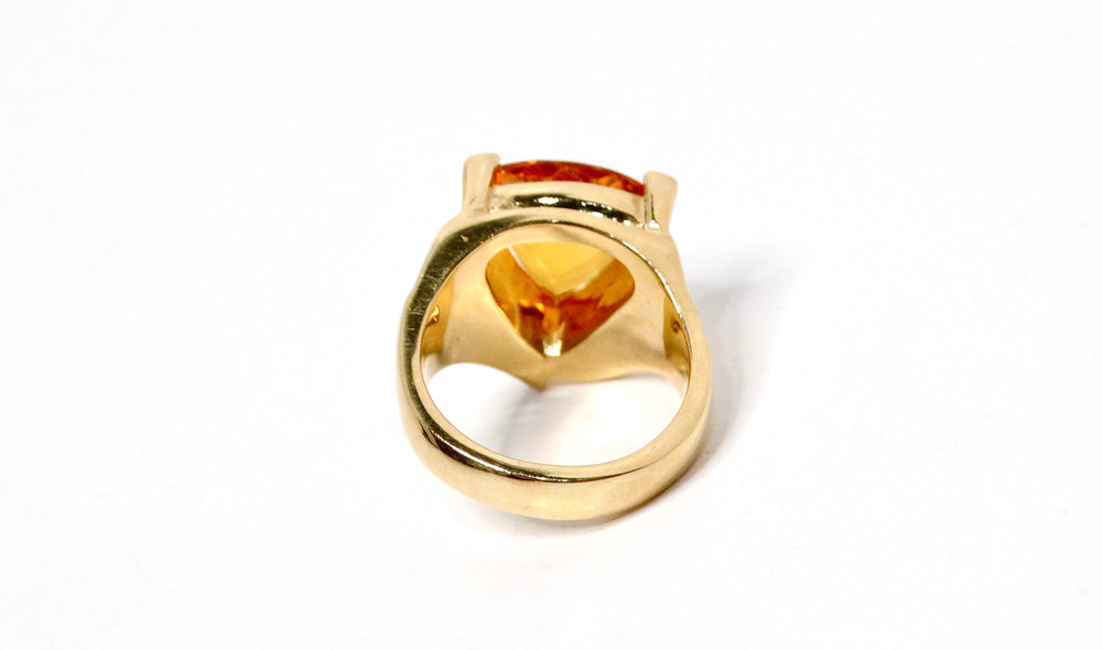 Trillion Citrine Solitaire Gemstone 14k Gold Ring