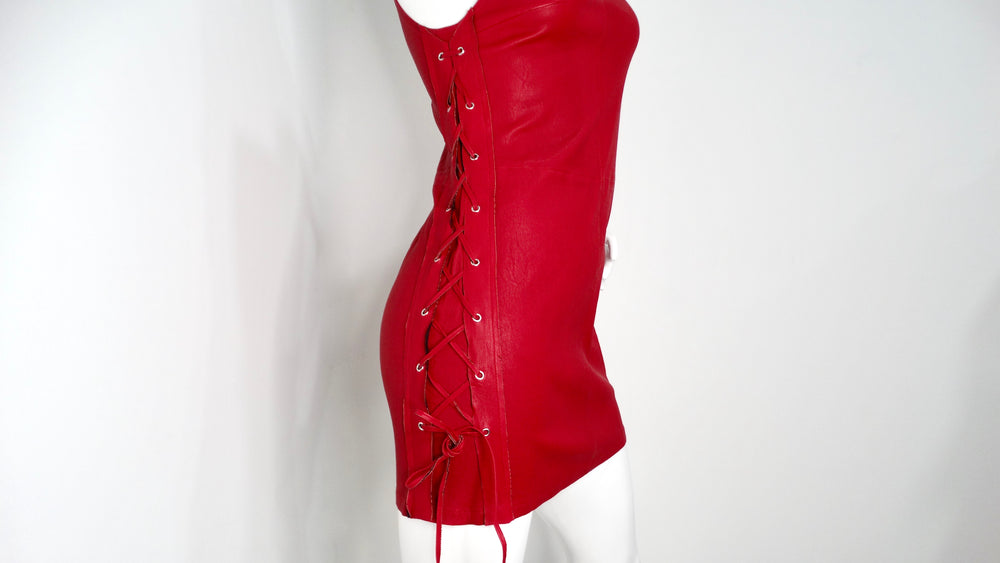 RTA Lipstick Fifi Lace-Up Leather Dress Vintage by Misty RTA Lipstick Fifi Lace-Up Leather Dress Vintage by Misty