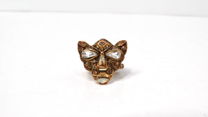 Oscar De La Renta Crystal & Brass Panther Ring