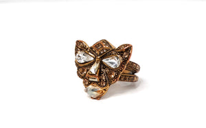 Oscar De La Renta Crystal & Brass Panther Ring