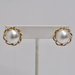 1970s 14K Gold Pearl Clip On Stud Earrings