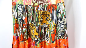 2019 Gucci Orange New India Multicolor Print Cotton Midi Skirt