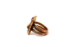 Oscar De La Renta Crystal & Brass Panther Ring