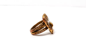 Oscar De La Renta Crystal & Brass Panther Ring