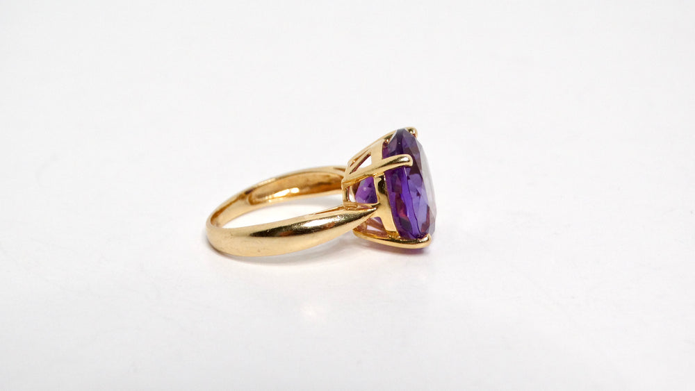 Amethyst 14k Yellow Gold Solitaire Ring