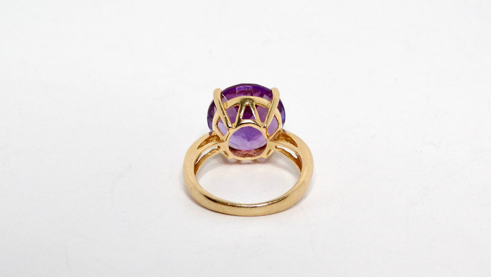 Amethyst 14k Yellow Gold Solitaire Ring