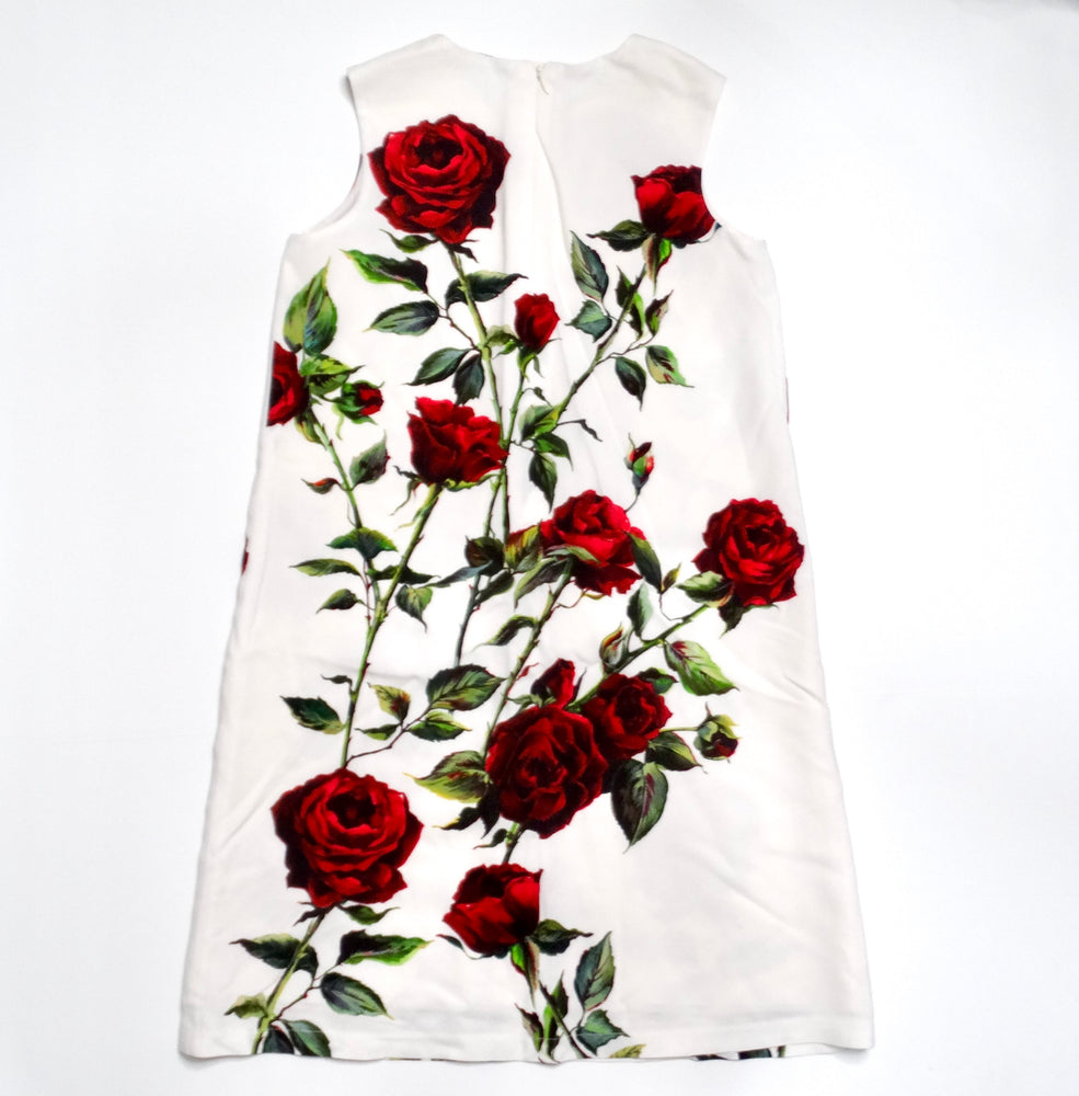 Dolce Gabbana Junior Girls Sleeveless White Rose Print Dress