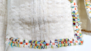 2017 Chanel Paris-Cuba Tweed Ivory Jacket With Multicolor Trim